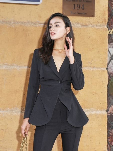 

single button tulip hem blazer n5v1#, White