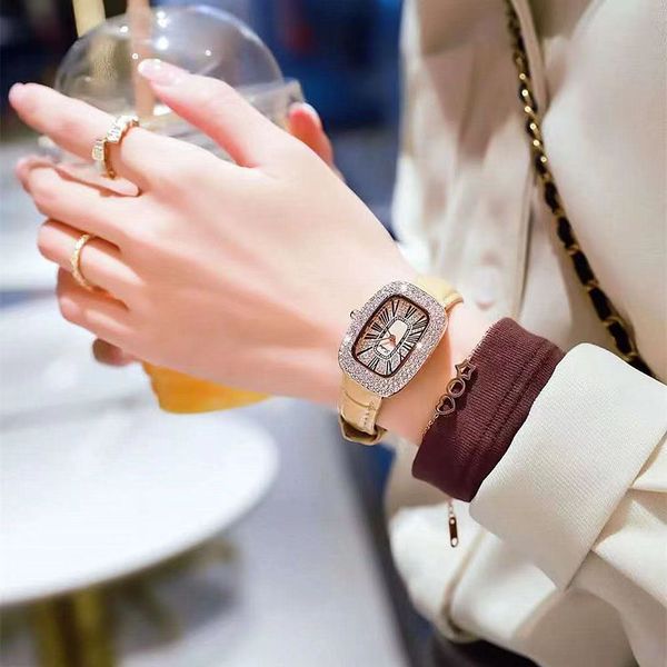 

luxury womens watches designer watches ladies fashion trend full diamond leather strap waterproof quartz watch women fwsdf, Slivery;golden