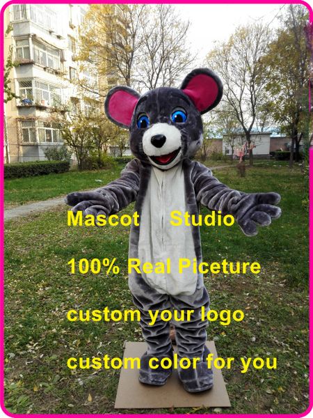 Graue Maus-Maskottchen-Kostüm, Rattenmäuse, individuelles Kostüm, Anime-Set, Maskottchen-Thema, Kostüm, Karnevalskostüm 41555
