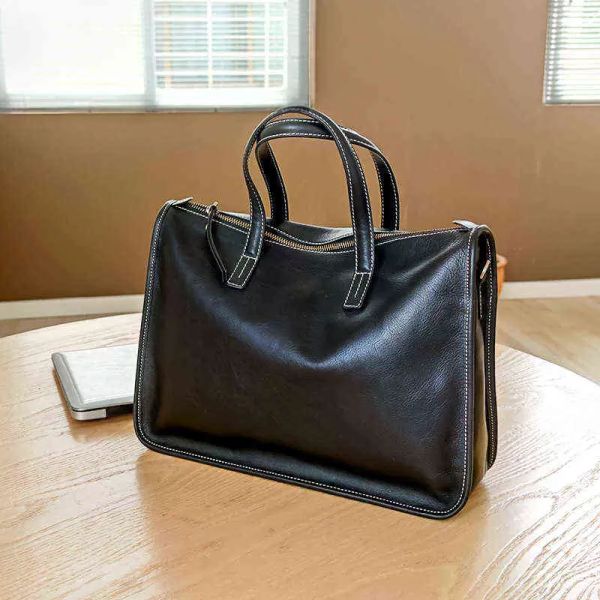 

briefcases 2021 women's vegetable tanned layer cowhide tree cream leather women's briefcase handbag simple computer bag