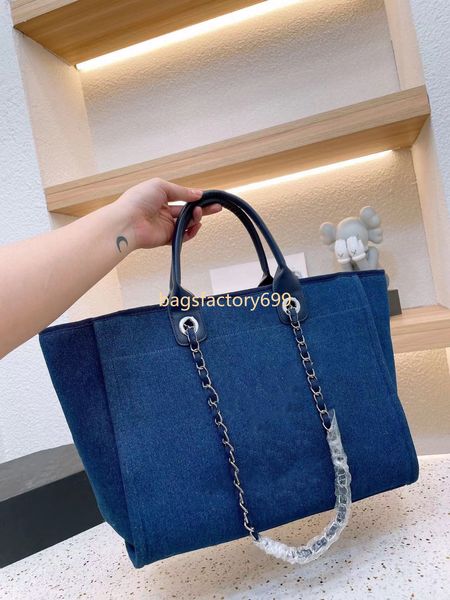 

new bag fashion classic style luxury designers deauville canvas shopping bags women beach bag double shoulder chain multi-function high-capa