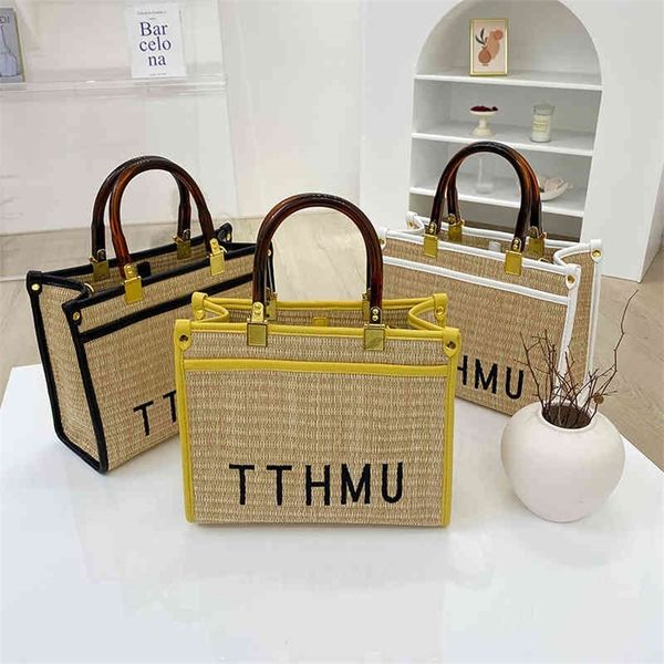 

2022 summer new trend straw woven high-capacity tote bag single shoulder messenger fashion korean women's bag 50% off factory onlines