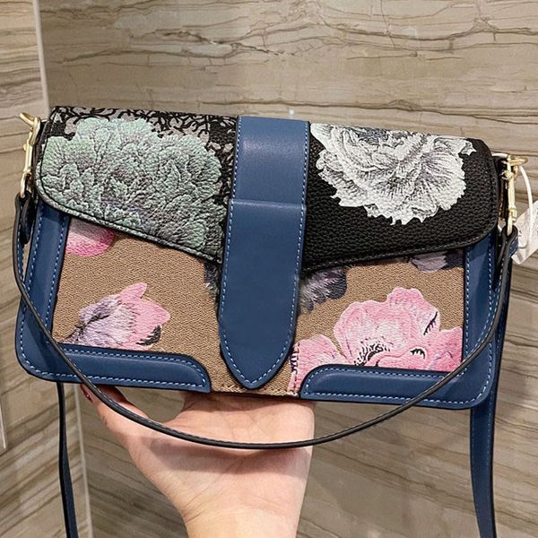 

multi leather tabby floral embroidered sling bags crossbody shoulder handle flower purse embroidery rose handbags foldover clutch daisy croc