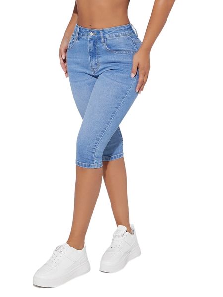 

petite moustache effect capri skinny jeans r9oo#, Blue