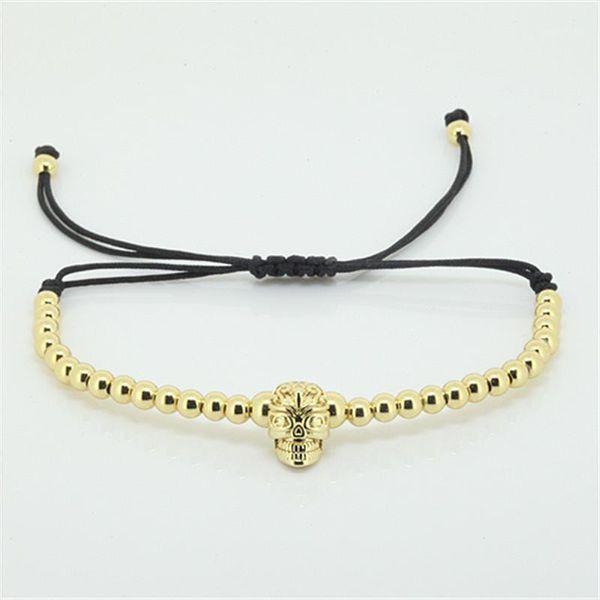 Braccialetti con ciondoli 1pc Trendy Mens Macrame Micro Pave CZ Bracciale con teschio Briading Anil Arjandas