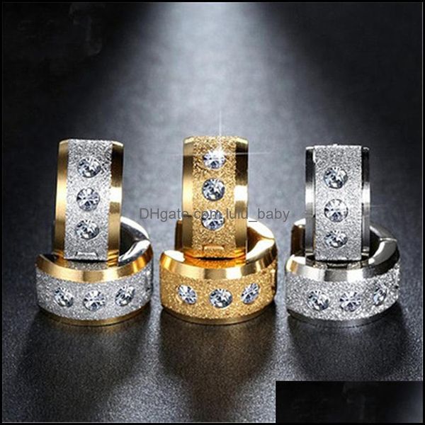 

stud fashion stainless steel earrings rust hoop ear buckle women inlaid zircon frosted banquet birthday party baby dhc51, Golden;silver