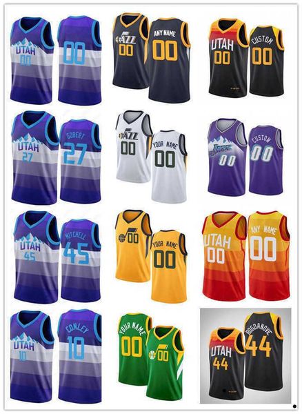 

75th custom jersey utah''jazz''men women youth donovan 45 mitchell mike 10 conley 00 clarkson rudy 27 gobert basketball, Black;red