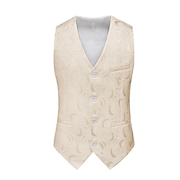 Ternos masculinos Blazers Estilo Clássico Impressão homem Vest v Champagne Collar Waistcoat Negócio para Groomsmen do Casamento