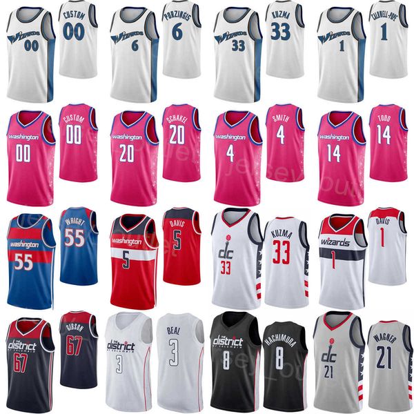 

print edition basketball association will barton jersey 5 monte morris 11 taj gibson 67 delon wright 55 kristaps porzingis 6 daniel gafford, Black;red