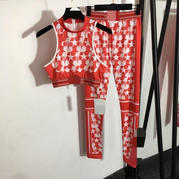 

60 2022 milan runway two pieces sets long pants empire sleeveless red blue brand same style womens clothes meiyi, White