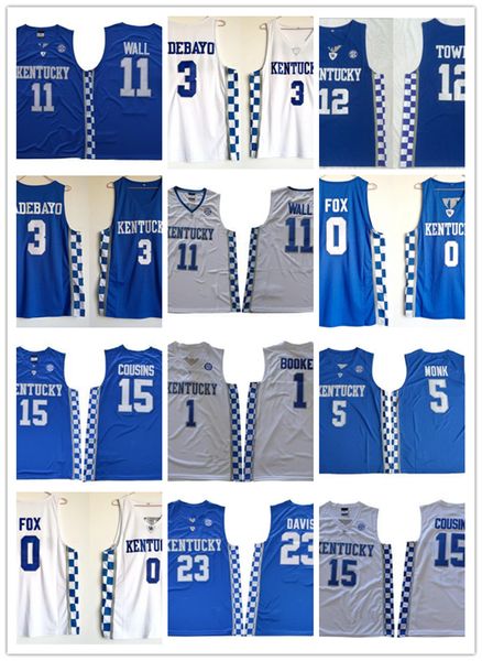 

2022 college davis fox monk adebayo john wall towns cousins devin booker jerseymen ncaa kentucky wildcats basketball jerseys, Black;red