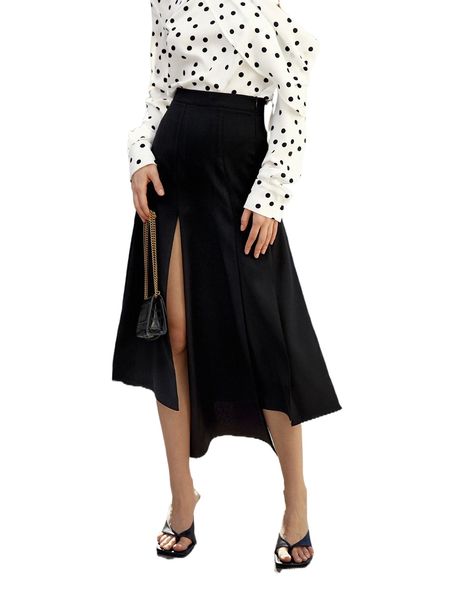 

split hem high waist skirt g7iq#, Black