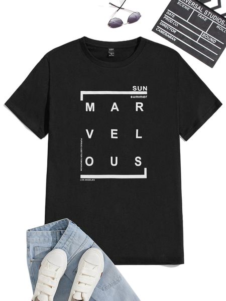

men letter graphic tee c4rl#, White;black