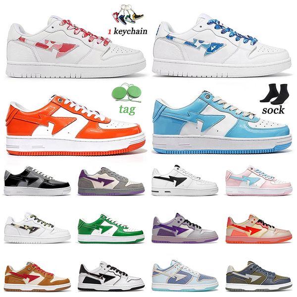 

2022 bapestas designer sk8 sta casual shoes mens women platform orange blue mist grey royal purple pastel pink green union white silver spor, Black