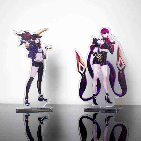 Игра Действия фигурки LOL K / DA акриловый стенд модель Ahri Kaisa Akali Evelynn персонаж Cosplay K / DA Plate Desk Decor Постоянный знак AA220318