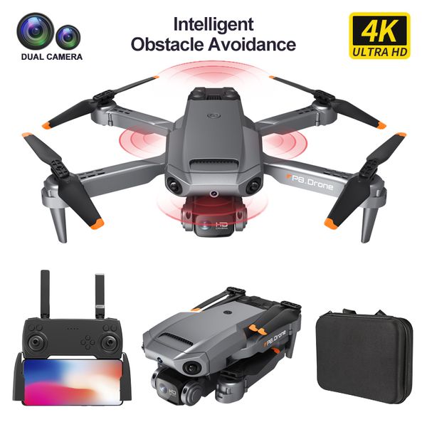 Drone aereo P8 con grandangolo HD 4K 1080P Dual Camera Altezza Hold Wifi RC Pieghevole Quadcopter Dron Giocattolo regalo