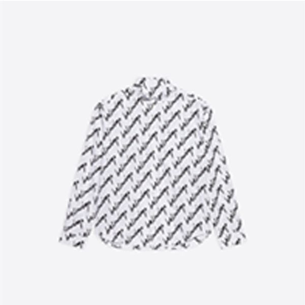 

2022 spring new scribble men's printed loose shirt mens designer shirts brand clothing men long sleeve dress shirt hip hop style cotton, White;black