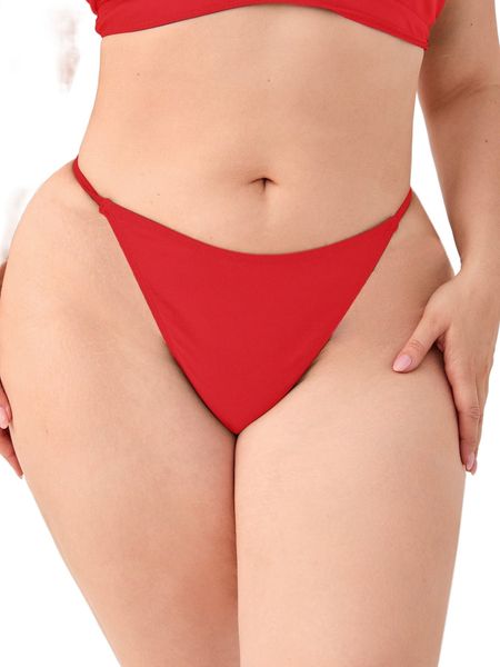 

plus solid bikini panty e6hd#, Black