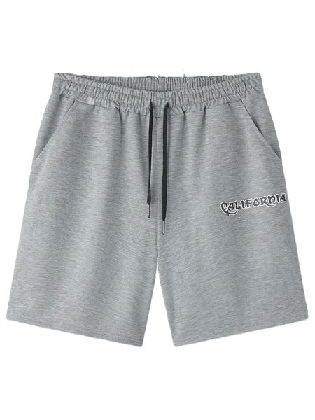 

men letter graphic drawstring waist shorts b2xm#, White;black