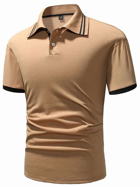 

extended sizes men striped print polo shirt o0d2#, White;black