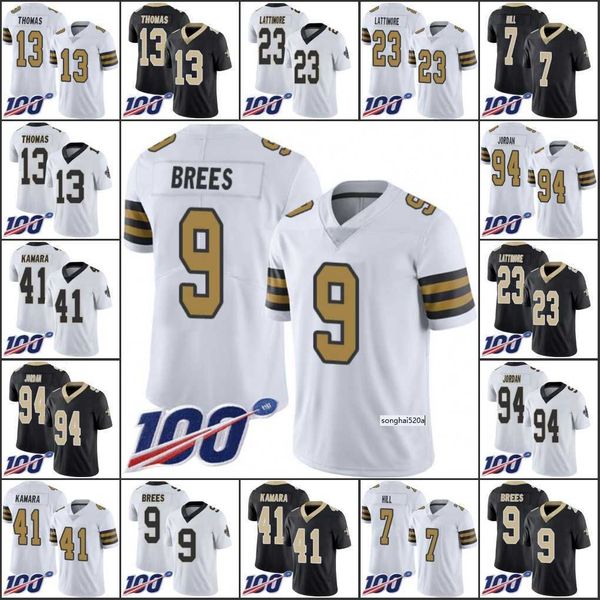 

new orleans''saints''men #13 michael thomas 41 alvin kamara 9 drew brees 94 cameron jor dan 100th limited''nfl, Black