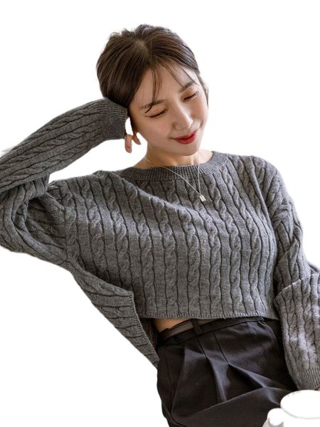 

dazy cable knit drop shoulder sweater 68wa#, White;black