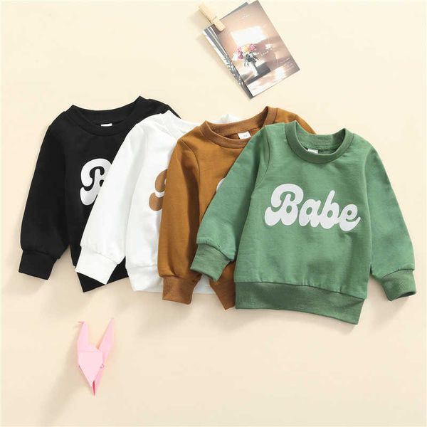 

lovely baby girls t-shirt boys sweatshirt outfits 0-3y letter printed long sleeve pullover outwear, Blue