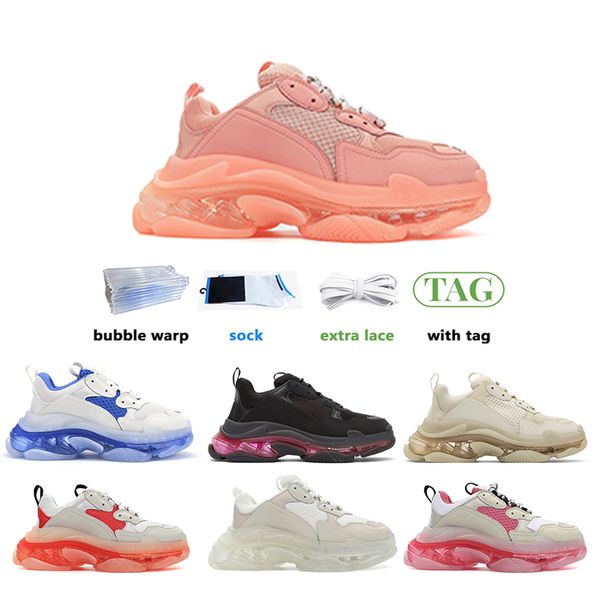 

new 2022 clear sole white running shoes man and woman beige grey neon green pink fluorescence black pink transparent
