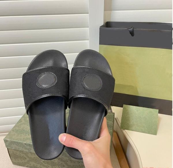 

mens womens slippers luxurious round patchwork print rubber sandals beach slide fashion scuffs t indoor shoes slipper sandal size 35-45 with, Black