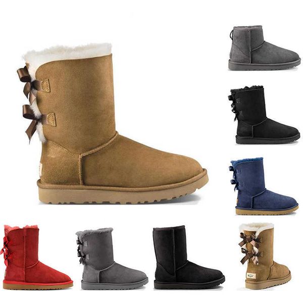 

classics winter snow boots for women and girls red black purple bow chestnut brown coffee classic mini navy antelope grey short booties