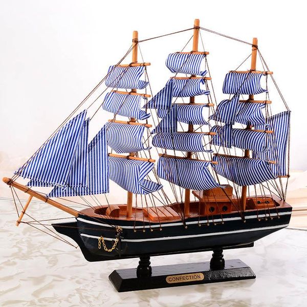 Dekorative Objekte Figuren verkaufen hölzernes Segelschiff Kreatives Schiff im mediterranen Stil Home Desktop Ornament Handgefertigtes geschnitztes nautisches Boot