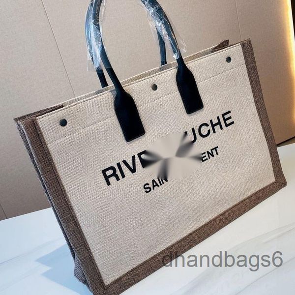 

river yslbag designer gaucher canvas cowhide shopping original size 48x35 cm letter hand women's leisure fashion