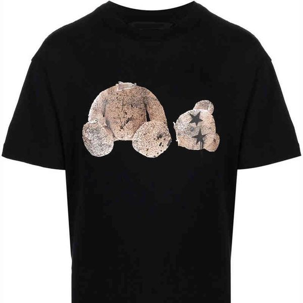 

trend men t shirt plamangels 2022 spray bear round neck shirts, White;black