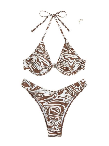 

fluid halter push up bikini swimsuit 85rk#, White;black
