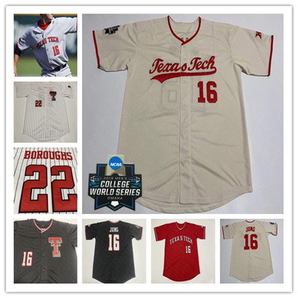 Camisa de beisebol NCAA Texas Tech TTU personalizada Owen Washburn Josh Jung Jace Cole Stilwell Ty Coleman Andrew Morris Murrell Drew Reynolds Brandon Birdsell Hudson White