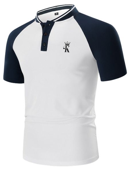 

men letter graphic raglan sleeve polo shirt r5no#, White;black