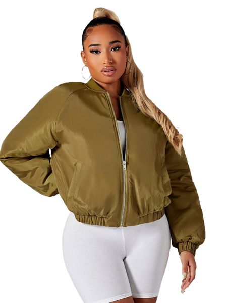 

sxy solid raglan sleeve bomber jacket m5p8#, Black;brown