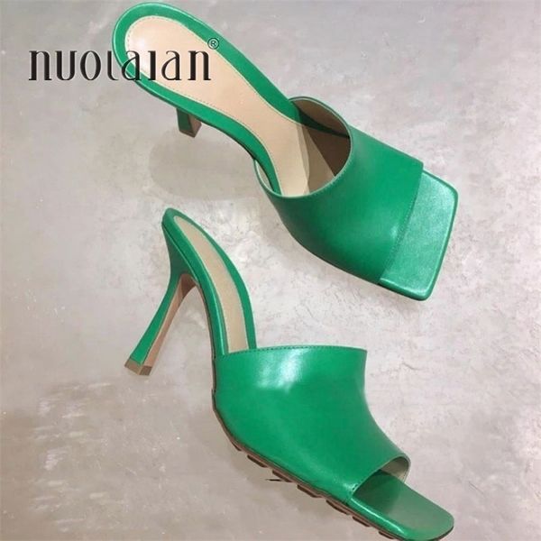 

women shoes sandals summer outside slippers heels 9cm high heel open toe stiletto ladies slides party shoes 220624, Black