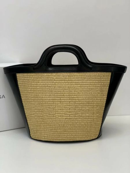 Raffia Stroh Beach Bags Frauen Designer Gemüsekorb Tasche Aprikosen handgefertigte Umhängetasche Sommer Reisehandtaschen rot gestickte Buchstaben Mode Bags Leder Edg