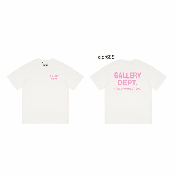 

version 22ss spring summer new galery dept pink printed short sleeve t-shirt lovers unisex, White;black