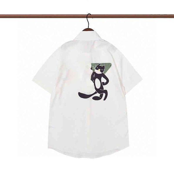 

trendy prd summer clothes new black cat big triangle print european and american fashion loose short sleeved shirt tee, White;black