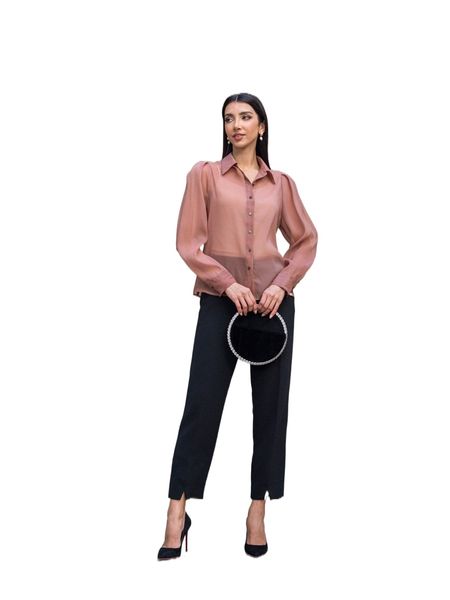 

motf premium puff sleeve see-through blouse d4la#, White