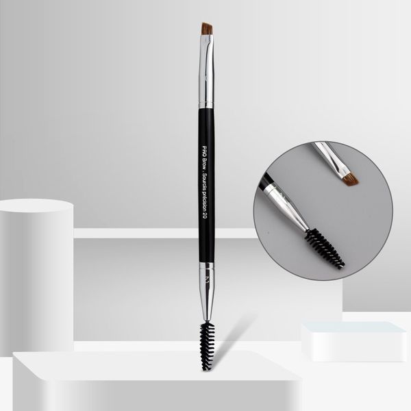 PRO Eye Brow Makeup Brush #20 - Black Angled Edge Definer Beauty Cosmetics Brush Tools