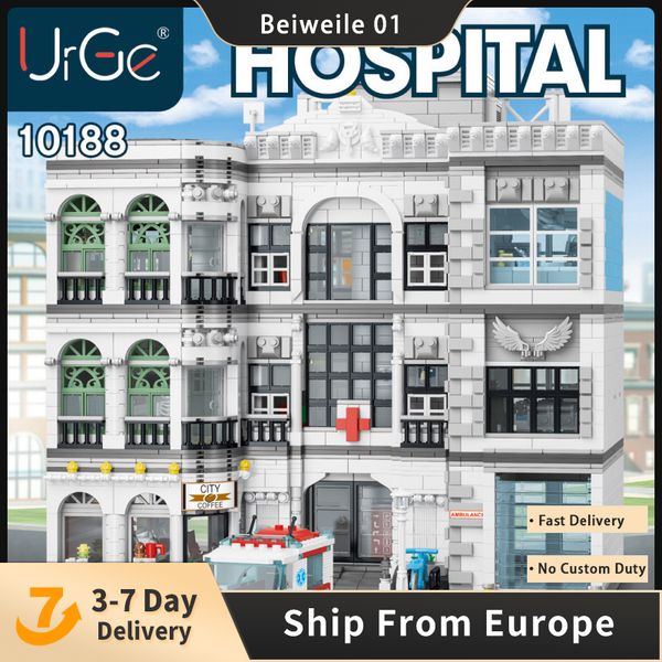 

urge block moc 10188 creator expert series hospital building blocks 4953pcs bricks toys christmas gift model kit