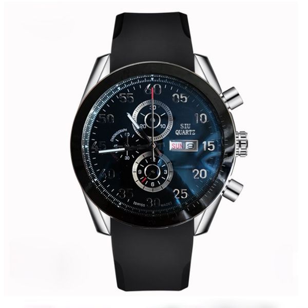 

design mens luxury watch brand f1 007 6pin mutilfuctional chronograph big dial business stainless steel leather man watch, Slivery;brown