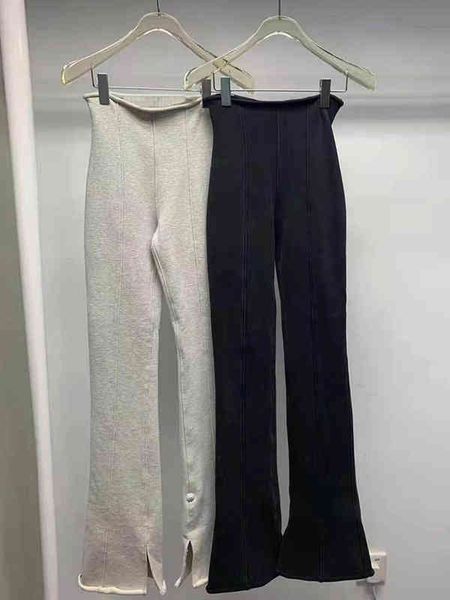 

women's shorts aw king high waist casual slim pants women's autumn and winter hip wrap flare split floor mop trend, White;black