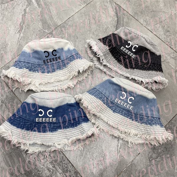 Tie Dye Bucket Hats Fashion Denim Fisherman Hats Letter Pattern Vacation Sun Hat Street Hip Hop Caps