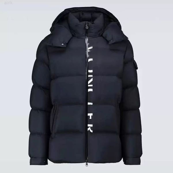 

designer fashion luxury classic winter men's jacket may women's down jacket fashion hat pattern print outdoor warm casual coat, Black