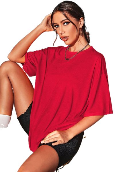 

solid drop shoulder tee c8ly#, White