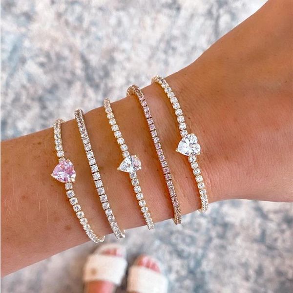 

cubic zirconia tennis strands bracelet iced out chain bracelets for women men, Black